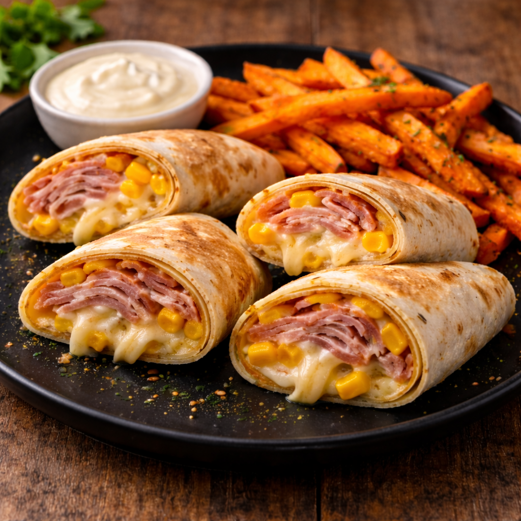 Šunkovo - syrový wrap s kukuricou